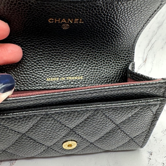 ❌❌SOLD Chanel Wallet Classic Card Holder Flap Black Caviar CC Gold Mini Wallet - Picture 8 of 13